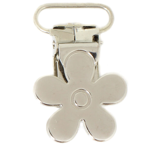 Praktiska clips av metall i formen av en blomma till hängslen